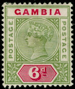 GAMBIA SG43, 6d olive-green & carmine, M MINT. Cat £18.