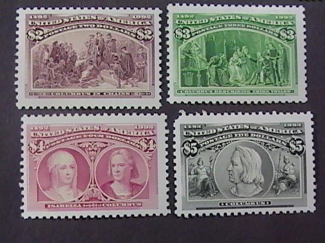 U.S.# 2624-2629-MNH-SET OF-COLOMBIAN EXPO REPRINTS-SOUVENIR SHEET SINGLES--1992