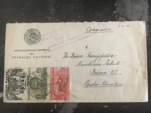 1937 Mexico to Czechooslovakia airmail cover Pemex Oil