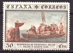 1930 Spain Sc #427 - 30¢ Columbus leaving Palos, Sailing Ship, Religion Cv$5