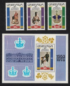 Grenada 25th Anniversary of Coronation 3v+MS 1978 MNH SC#873-76 SG#946-MS949