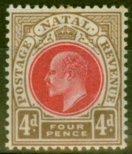 Natal 1902 4d Carmine & Cinnamon SG133 Fine Mtd Mint 