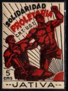 1937 Spain Civil War Charity Stamp 5 Cent Proletarian Solidarity C.N.T.-U.G.T.