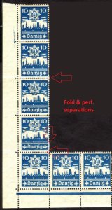 1937, Danzig, 10pfg, MNH, Strip of 7, Sc 219, Mi 267