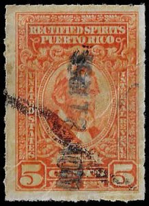 U.S.  Puerto Rico #RE38 Used; 5c Rectified Spirits - Revenue (1942)