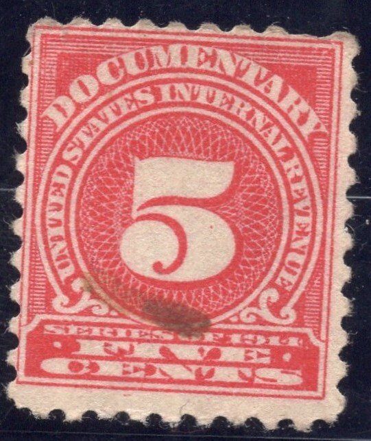 Five cent U.S. Internal Revenue Documentary Series of 1914 SC R200