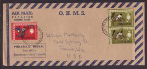 Cook Islands to Racine,WI 1967 Official Mail Cover Number Ten Size