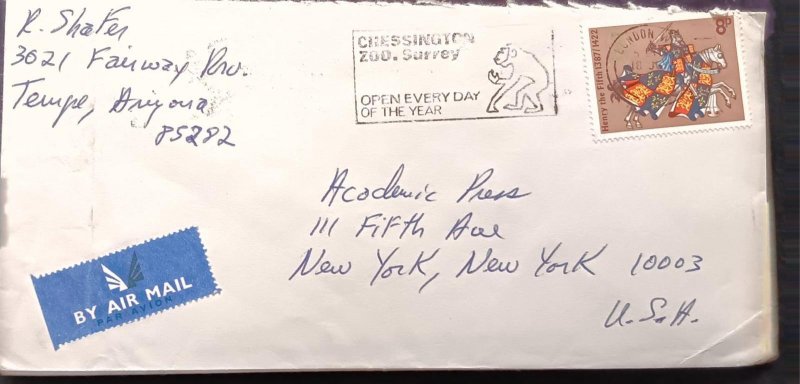 C) 1974. ENGLAND. AIRMAIL ENVELOPE SENT TO USA. 2ND CHOICE