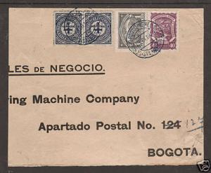 Colombia Sc 396, C43, C47 used on 1929 SCADTA label fragment to Bogota, F-VF