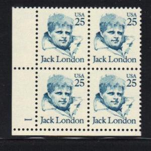 #2182 MNH pb/4  25c Jack London 1986-94 Issue