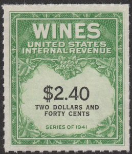 BARGAIN BLOWOUT! MINT $2.40 WINE STAMP #RE153, XF, NGAI CAT $4.75! SENT POSTPAID