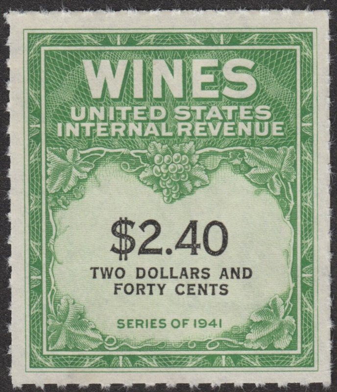 BARGAIN BLOWOUT! MINT $2.40 WINE STAMP #RE153, XF, NGAI CAT $4.75! SENT POSTPAID