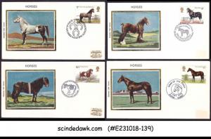 GREAT BRITAIN - 1978 HORSES / ANIMALS - SET OF 4 FDC COLORANO SILK CACHET