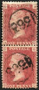 SG43 Penny Plate 157 Pair with Telegraph Cancel 1363 In Circle