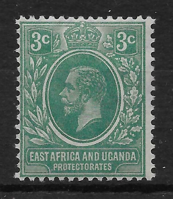 KENYA, UGANDA & TANGANYIKA SG66a 1921 3c BLUE-GREEN MTD MINT