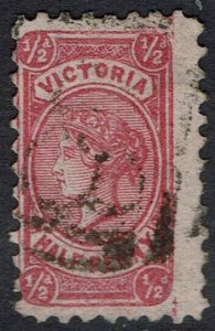 VICTORIA 1878 QV 1/2D ON PINK EMERGENCY PAPER USED