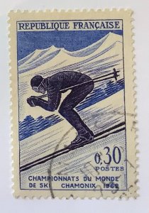 France 1962 Scott 1019 used - 0.30fr,  Ski World Championships in Chamonix