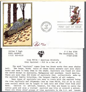 Wonderful Pugh Designed/Painted Grey Squirrel FDC...Only 104 Created!