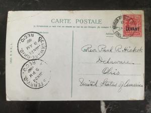 1907 British Post office Constantinople Turkey Postcard Cover to USA Infantry 