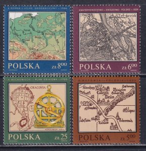 Poland 1982 Sc 2550-3 Polish Kingdom Map Astrolabe Romer's Atlas Stamp MNH