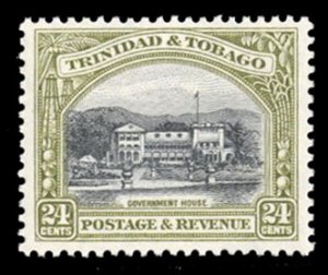 Trinidad and Tobago #40a Cat$33.50+ (for hinged), 1937 24c olive green and bl...