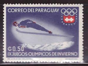 Paraguay Scott 787 MH* Winter Olympic ski stamp