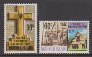 Norfolk Island 1975 St Barnabas Chapel Set Sc#190-191 MNH