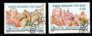 VATICAN CITY SG1501/2 2007 CARLO GOLDONI(PLAYWRIGHT) FINE USED