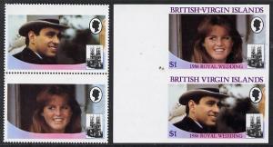 British Virgin Islands 1986 Royal Wedding $1 se-tenant pa...