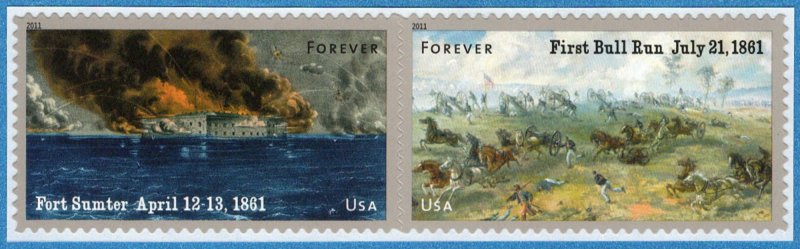 USA Sc. 4523a (44c) Civil War 2011 MNH H pair