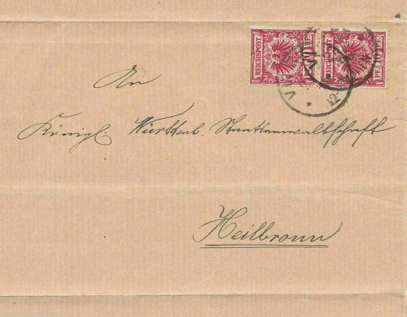 GERMAN EMPIRE COVER ,  HEILBRONN   1896 CANCELS.. REF R 276