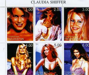 Tajikistan 1999 CLAUDIA SCHIFFER German Model s/s Perforated Mint (NH)