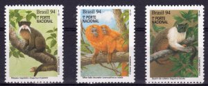 Brazil 1994 Sc#2474/2476  MONKEYS - Set of 3 values MNH