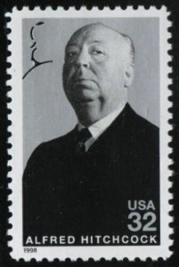 1998 Alfred Hitchcock Single 32c Postage Stamp, Sc# 3226, MNH, OG