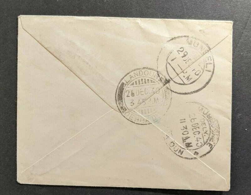 1940 Billochpora Agra India Cover to Landour Forwarded to Munseli