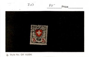 Switzerland, Postage Stamp, #203 Used, 1924 Shield Cross (AH)