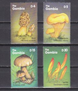 Gambia, Scott cat. 2237-2240. Mushrooms issue.