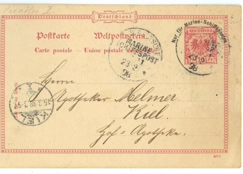 Seapost, 1898 MSP Postal Stationery with MSP No.11, Seeadler, Capetown