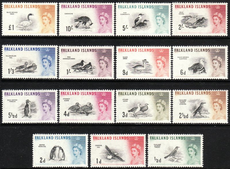 1960 Falkland Island QE portrait complete set MLH Sc# 128 / 142 CV $185.85