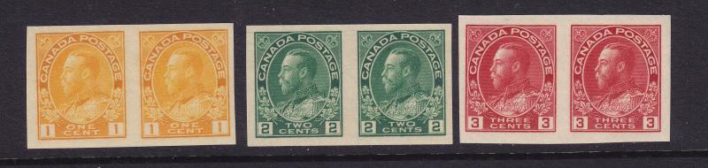 Canada Scott # 136-138 pairs XF OG never hinged nice color cv $ 400 ! see pic !