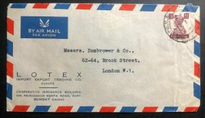 1948 Bombay India Commercial Airmail LOTEX Cover To London England