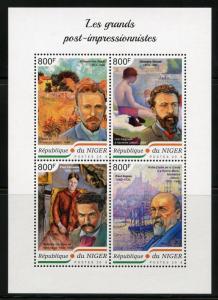 NIGER 2018 POST IMPRESSIONISTS van GOGH SEURAT CEZANNE SIGNAC  PAINTING SHEET NH