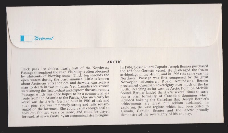 CANADA FDC Scott # 776 - Ship Chief Justice Robinson - Fleetwood Cachet