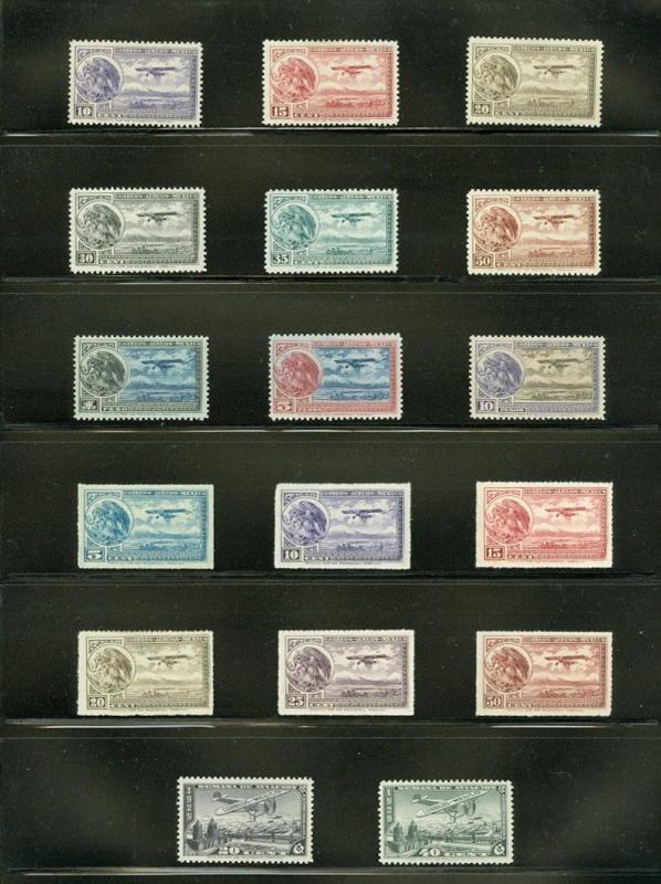 EDW1949SELL : MEXICO 1927-32 Scott #C2-50 Cplt except for C2 & 47 VFMOG Cat $401