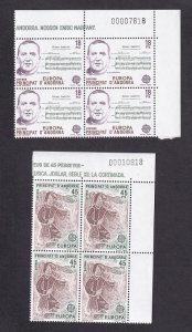 Andorra Spanish   #167-168  MNH  1985 europa composer musician in blocks of 4