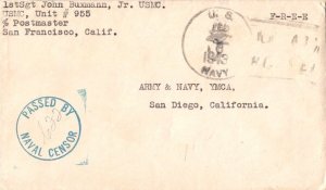 United States Marine Corps Soldier's Free Mail 1943 U.S. Navy USMC Unit 955 2...