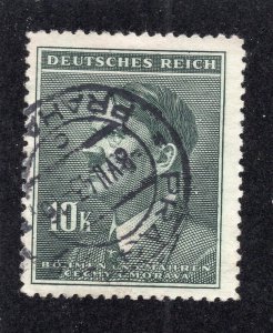 Bohemia & Moravia 1942 10k dark grey green Hitler, Scott 80 used, value = 75c