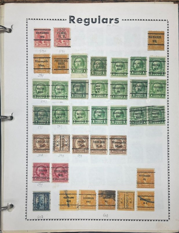 Nice collection of about 70 all dif't pre-cancels, 1923 Perf 10 series and coils