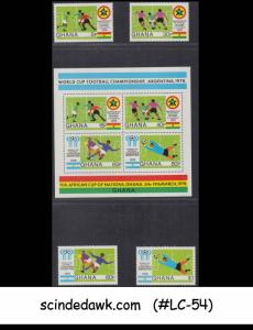 GHANA - 1978 WORLD CUP OF FOOTBALL CHAMPIONSHIP ARGENTINA  4-STAMPS & 1-M/S MNH