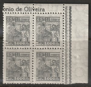 Brazil 1941 Sc 522 UR corner block MNH**